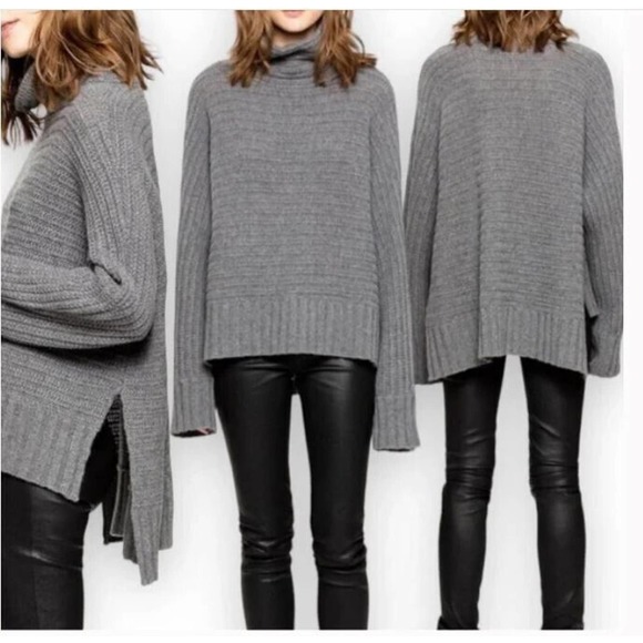 Zadig & Voltaire Sweaters - ZADIG & VOLTAIRE Sz S Athin Deluxe Cashmere Sweater Turtleneck Oversized Gray
